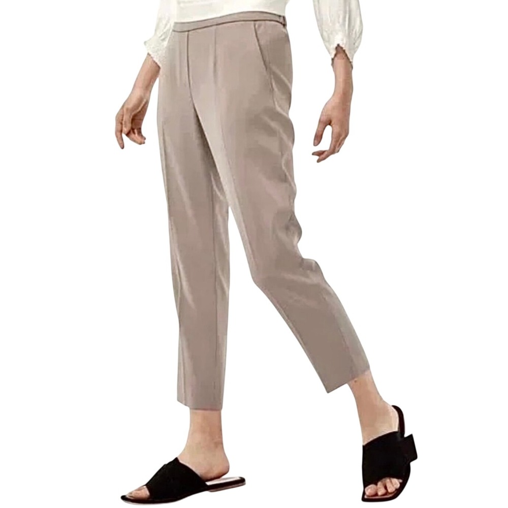 NWT Aritzia Babaton Conan Mid Rise Slim Ankle Linen Blend Pants Trace Beige Sz 6